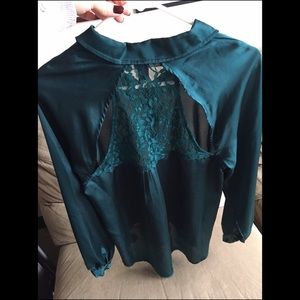 Satin High Low Long Sleeve Button Down Shirt